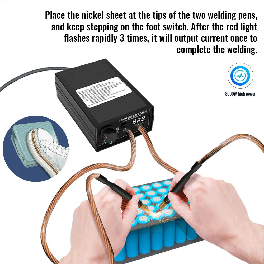 8000W Portable Spot Welder Pen Kit for 18650 Battery & Nickel Strip Spot Welding Kit Richie's