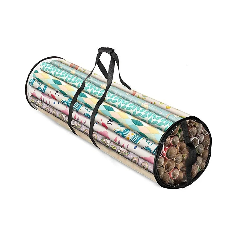 Wrapping Paper Storage Box with Handle | Portable Roll Holder Gift Wrap Organizer Richie's Black Bag 1 Pc