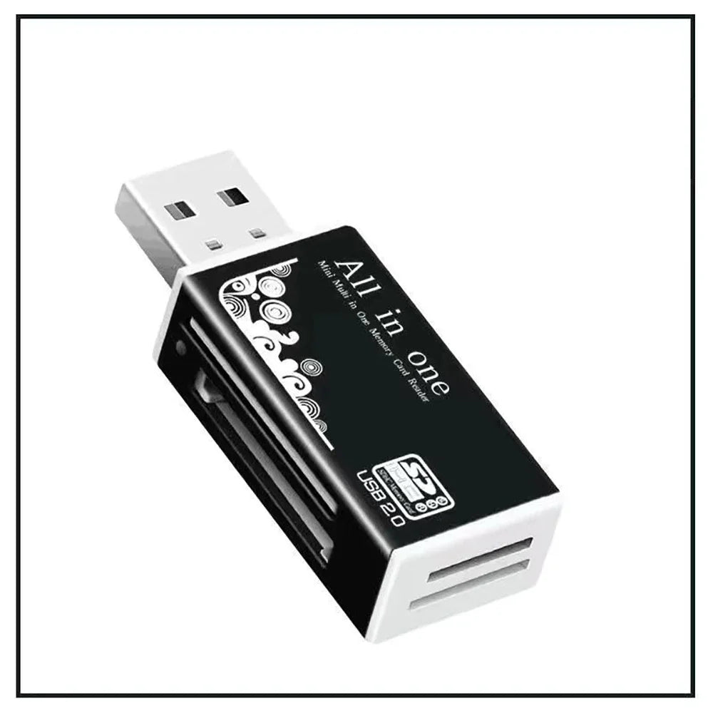 4-Port USB 2.0 Alloy Card Reader – SD TF M2 MS MMC with LED USB Card Reader Richie's black No plug
