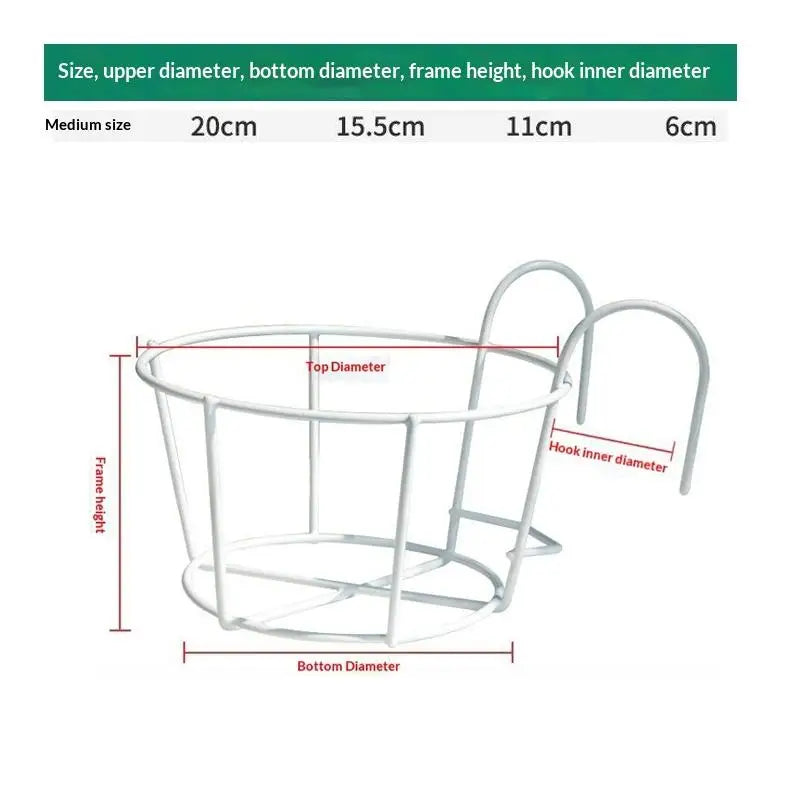 Adjustable Iron Hanging Plant Rack – Balcony Railing Pot Holder Hanging Plant Rack Richie's M 20cm White