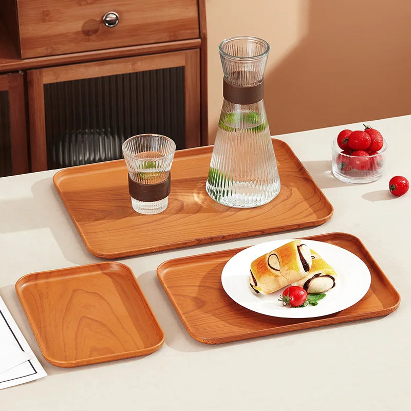 Wood Grain PP Plastic Serving Tray – Tea, Coffee & Food Serving Tray Richie's