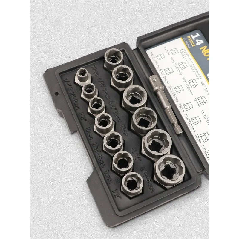 14Pc Stripped Lug Nut Remover Set | Impact Bolt Extractor Kit Bolt Extractor Set Richie's