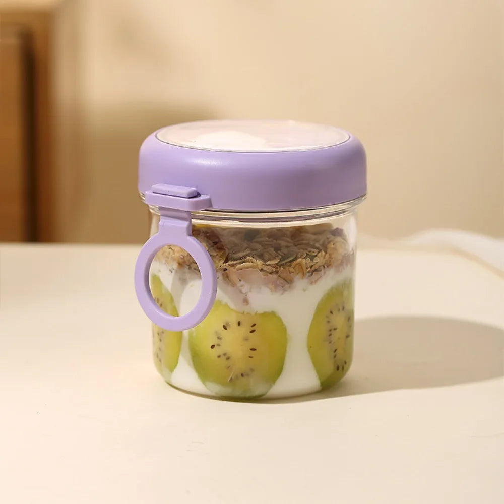 Overnight Oats Jars with Lids & Spoons | Double Seal Cup Food Storage Jar Richie's purple 1