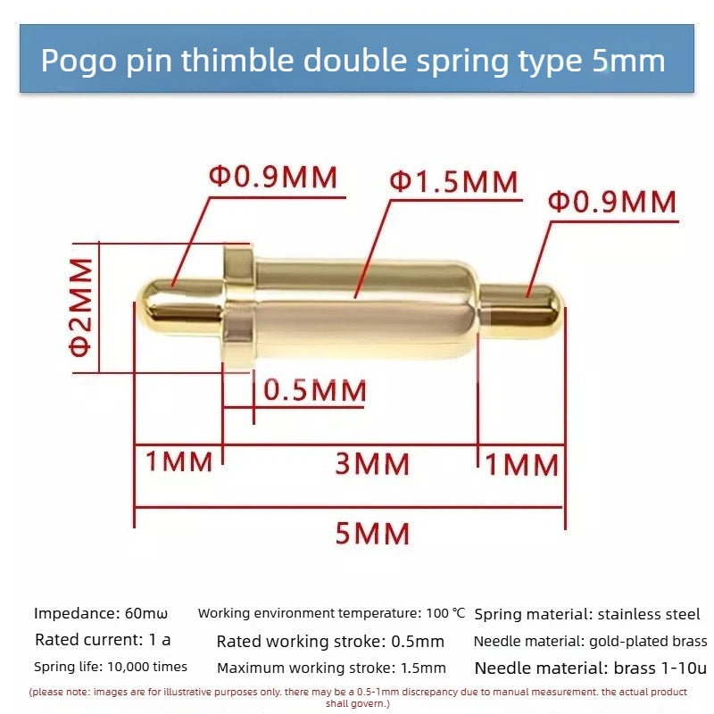 DIP SMD Double Spring PCB Pogo Pin Connectors 20/50/100 Pcs PCB Pogo Pin Connector Richie's