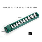 Hex Socket Wrench Set 1/4 3/8 1/2" Ratchet Deep Nut Driver Kit Socket Wrench Set Richie's short 10pcs 12.7mm