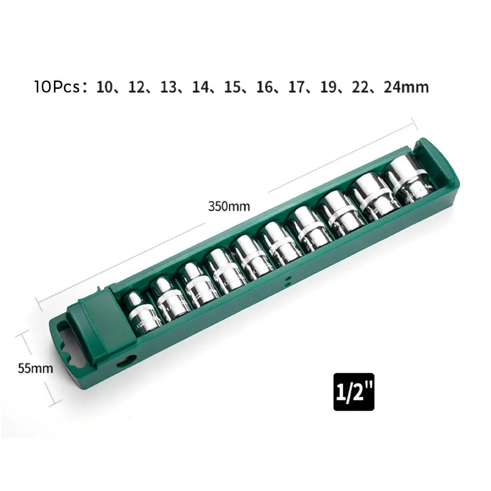 Hex Socket Wrench Set 1/4 3/8 1/2" Ratchet Deep Nut Driver Kit Socket Wrench Set Richie's short 10pcs 12.7mm