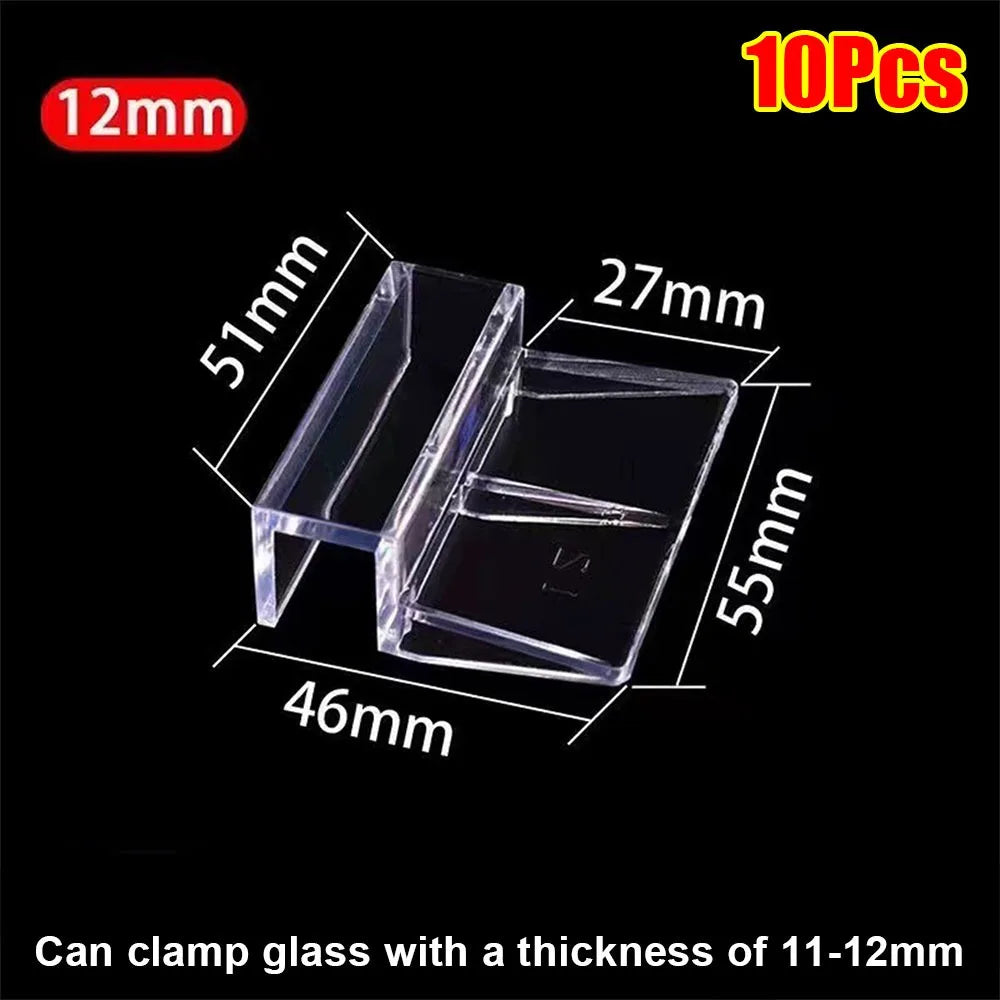 10Pcs Aquarium Glass Lid Clip Brackets 5–12mm Transparent Aquarium Lid Clips Richie's 10Pcs 12mm