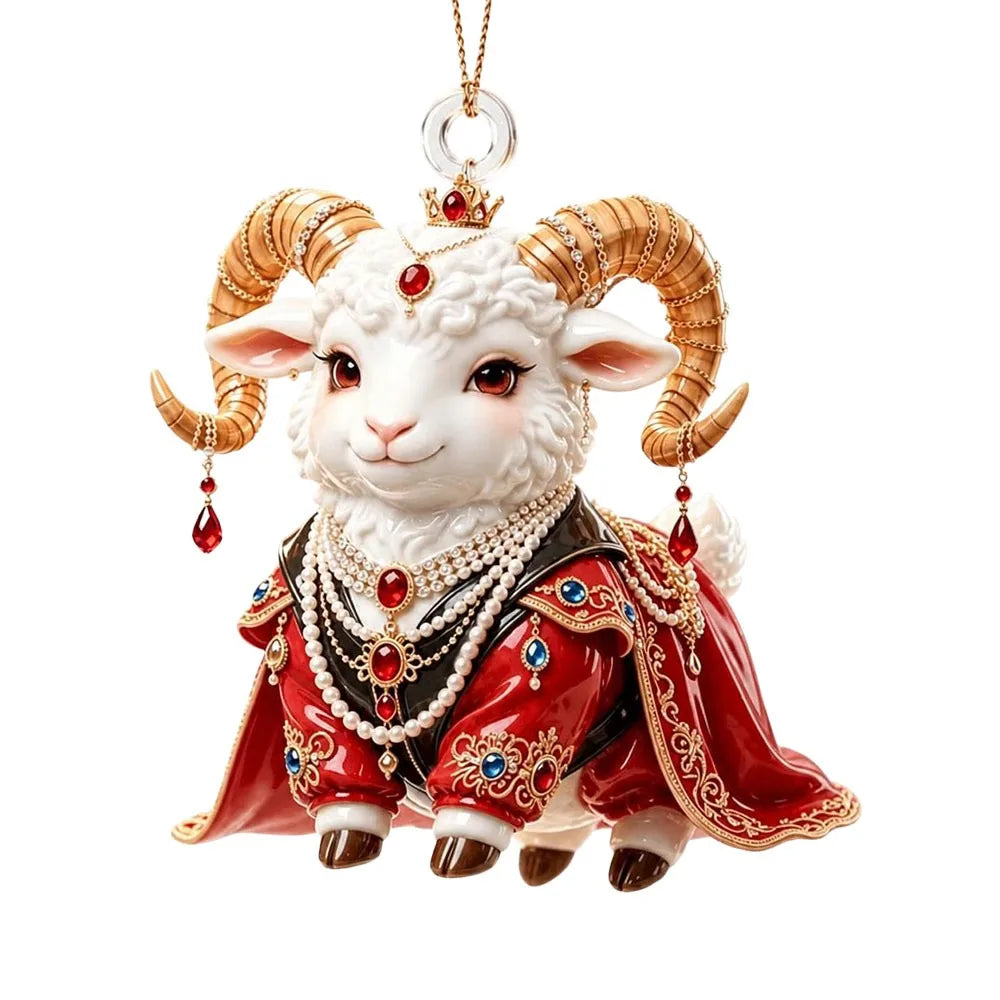 Acrylic Goat Christmas Ornament – Rhinestone Hanging Pendant Christmas Tree Ornament Richie's 6