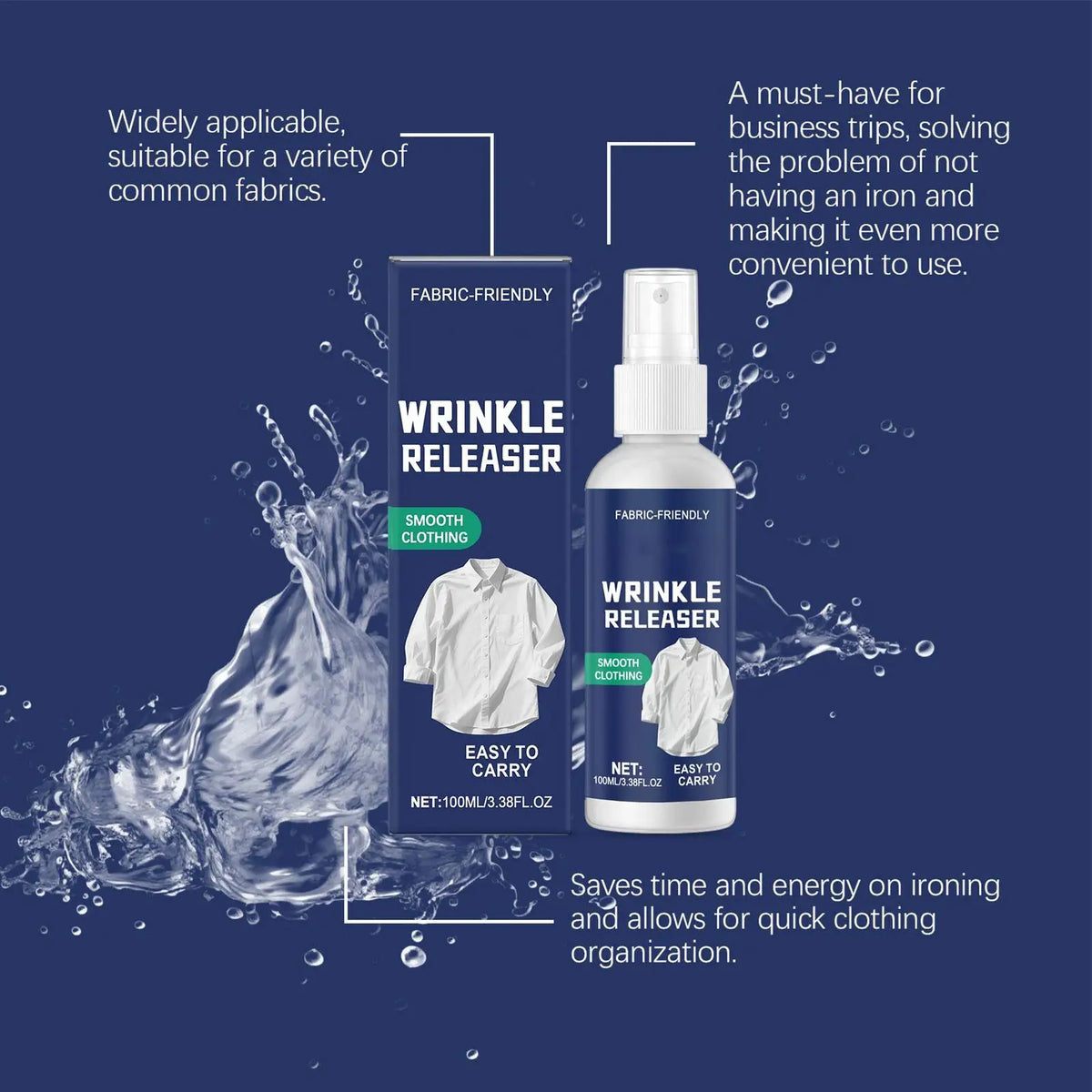 Light Scented Ironing Spray 100ml – Travel Wrinkle & Static Aid Fabric Ironing Spray Richie's
