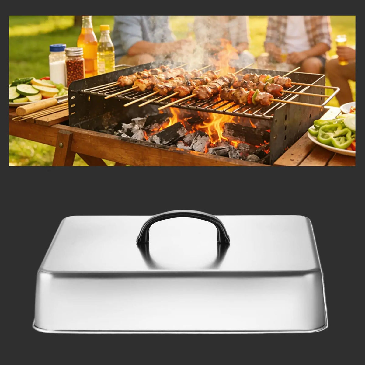 Rectangular Stainless Steel Basting Cover for BBQ Griddle Grill Griddle Basting Cover Richie's