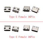 10Pcs USB Type-C 16 Pin Female Connector PCB Soldering DIY USB-C Connector Richie's