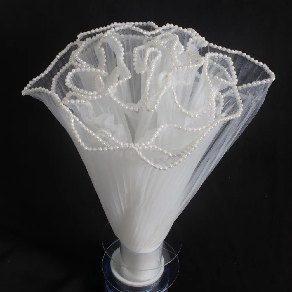 Pearl Wave Mesh Flower Bouquet Wrapping Cloth 28cm×4 Yards Floral Wrapping Material Richie's White as show