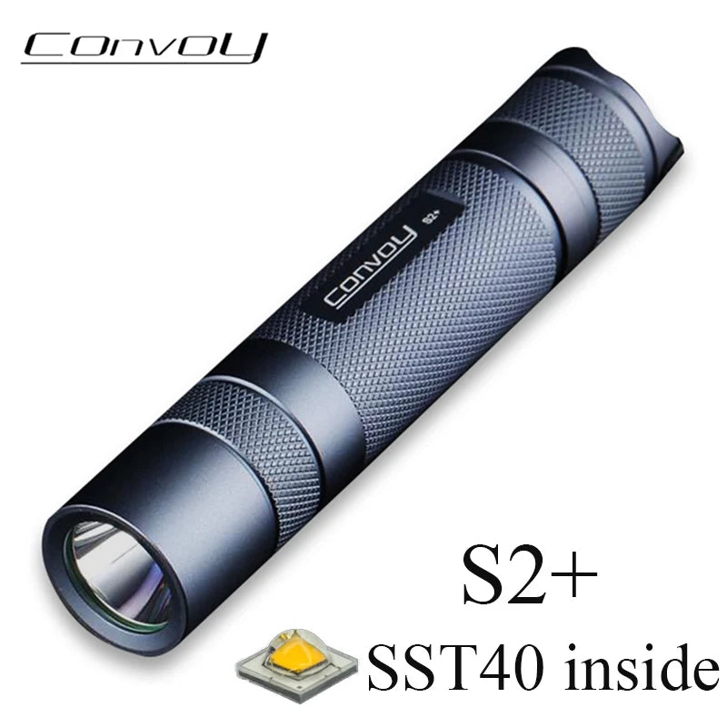 Convoy S2+ SST40 LED Flashlight 1800 Lumen 18650 Waterproof LED Flashlight Richie's Black 6500K