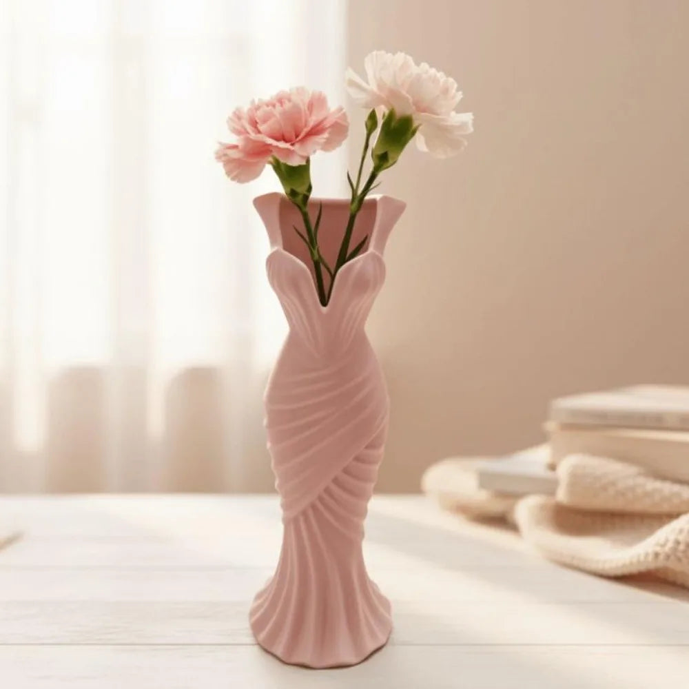 3D Printed Gown-Shaped Flower Vase | Elegant Dress Design Decorative Vase Richie's Pink