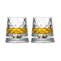 360° Rotating Whiskey Glass Spinning Crystal Tumbler Set of 2 Whiskey Glass Set Richie's A