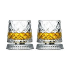 360° Rotating Whiskey Glass Spinning Crystal Tumbler Set of 2 Whiskey Glass Set Richie's A