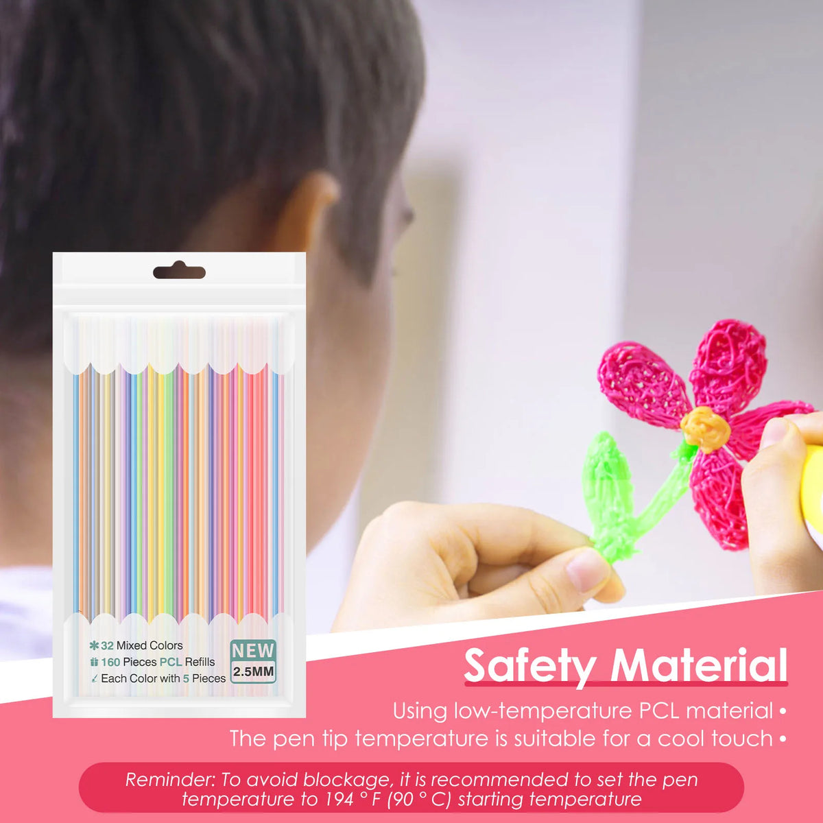 3D Pen PCL Filament Refills – 25/30/32 Colors, 2.5mm 3D Pen Filament Richie's