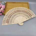 Wooden Folding Hand Fan – Carved Traditional Design, Wedding Favor Folding Hand Fan Richie's B