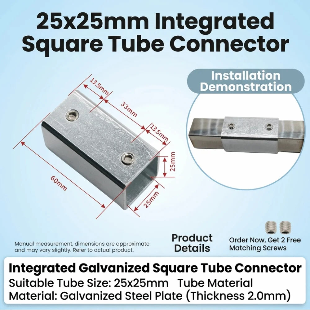 Galvanized Steel Square Tube Connector No-Weld Pipe Joint Buckle Pipe Joint Connector Richie's M