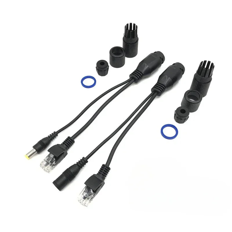 Passive PoE Splitter & Injector Cable Adapter 12-48V IP Camera PoE Adapter Cable Richie's Black set