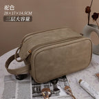 PU Leather Makeup Bag Large Capacity Double Zipper Travel Organizer Makeup Travel Bag Richie's brown