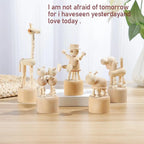 Wooden Push Puppet Animal Desktop Ornaments – 5 Fun Shapes Desktop Wood Ornament Richie's