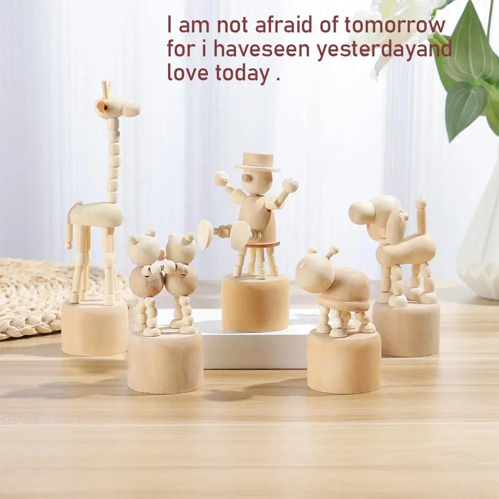 Wooden Push Puppet Animal Desktop Ornaments – 5 Fun Shapes Desktop Wood Ornament Richie's