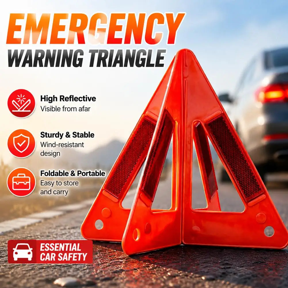 Foldable Reflective Emergency Warning Triangle – Red Safety Sign Road Safety Triangle Richie's