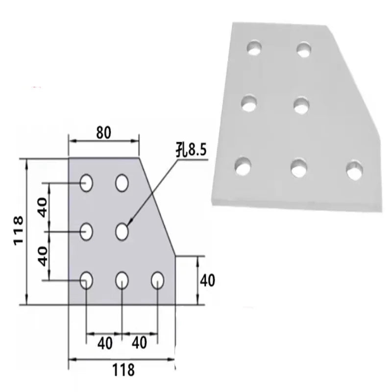 7-Hole Corner Angle Bracket for 4080 Aluminum Profile – JARBLUE Corner Angle Bracket Richie's Silver