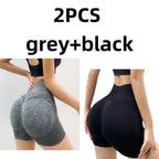 Women's Seamless Gym Shorts – Yoga, Cycling & Fitness Legging Women's Gym Shorts Richie's 2Pcs Black Grey L XL