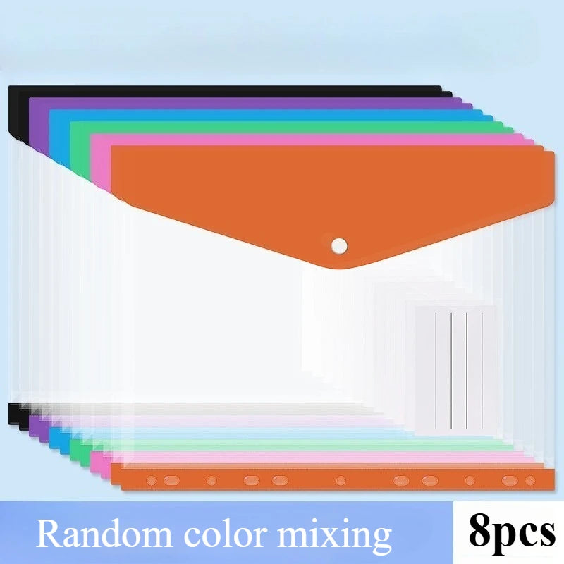 8-Pack A4 Ring Binder Folders with Lock Button & 11 Pockets Ring Binder Folder Richie's 8pcs random color