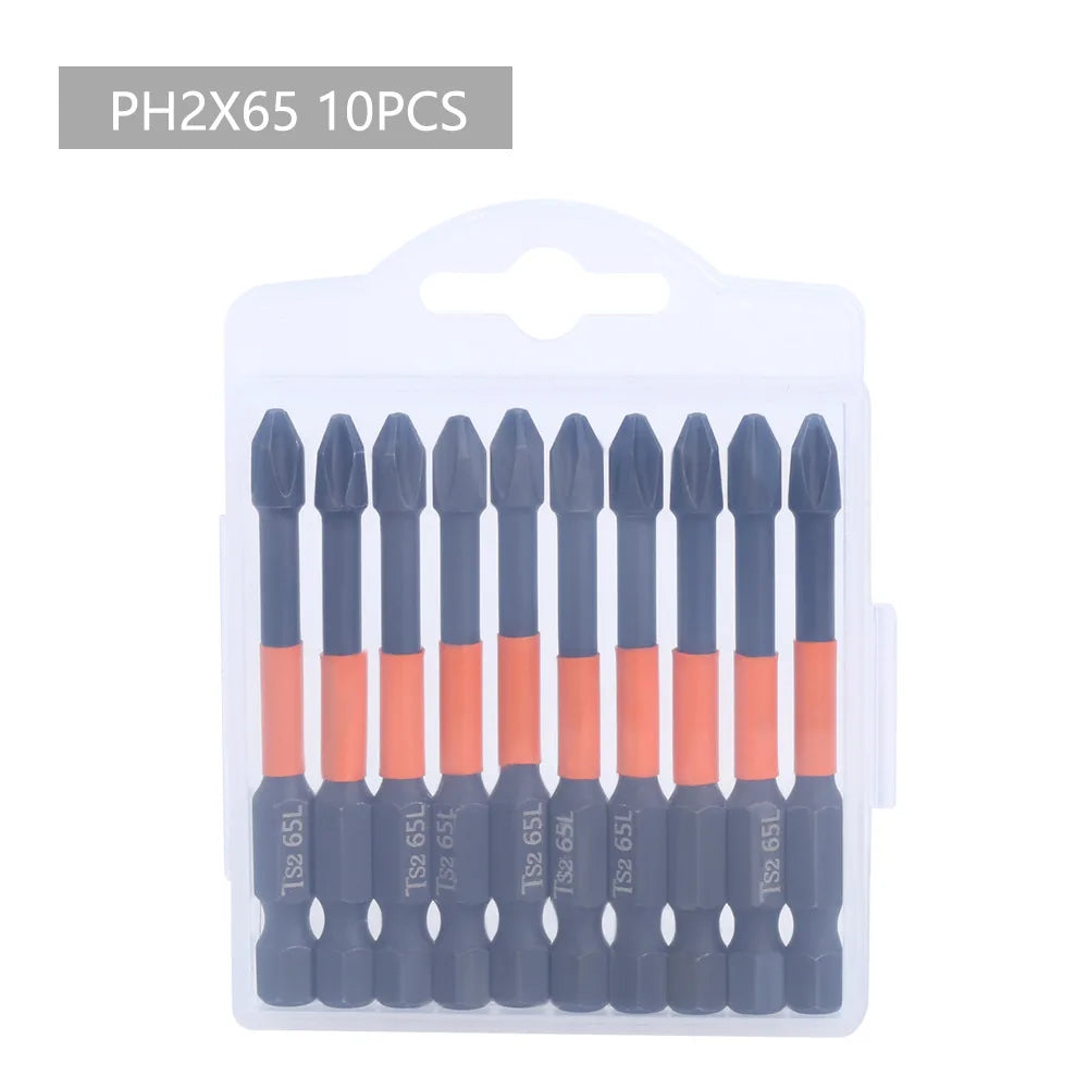 PH2 Magnetic Impact Phillips Screwdriver Bit Set – Hex Shank Screwdriver Bit Set Richie's 10Pcs 65mm