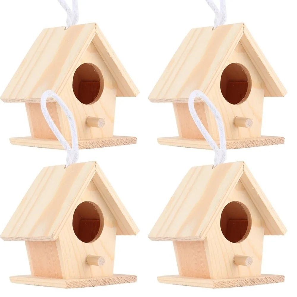 4Pcs Hanging Wooden Birdhouse Set | Platane Wood Bird Nest Hanging Birdhouse Set Richie's