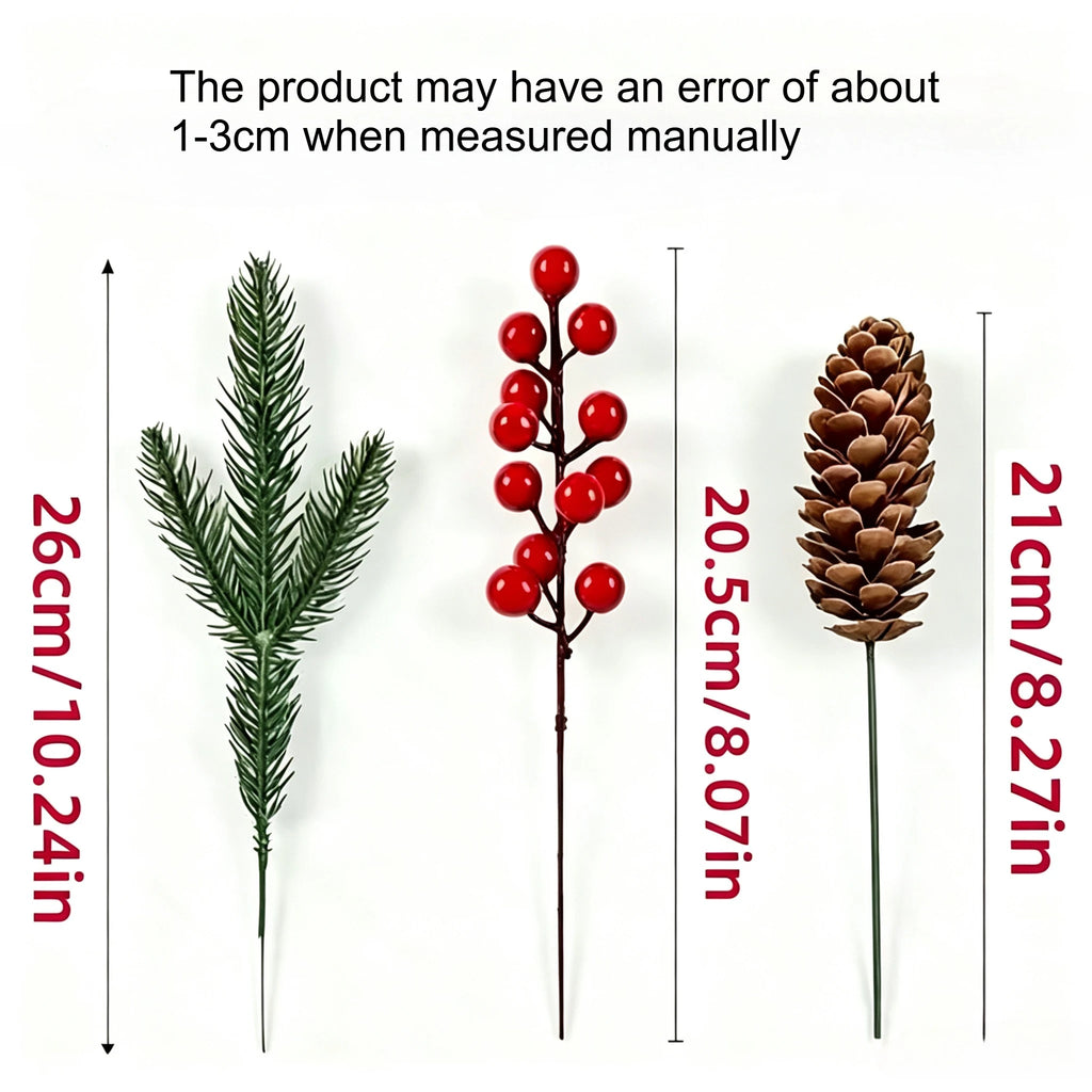 24pcs Artificial Pine, Pinecone & Red Berry Christmas Bouquet Christmas Decor Set Richie's