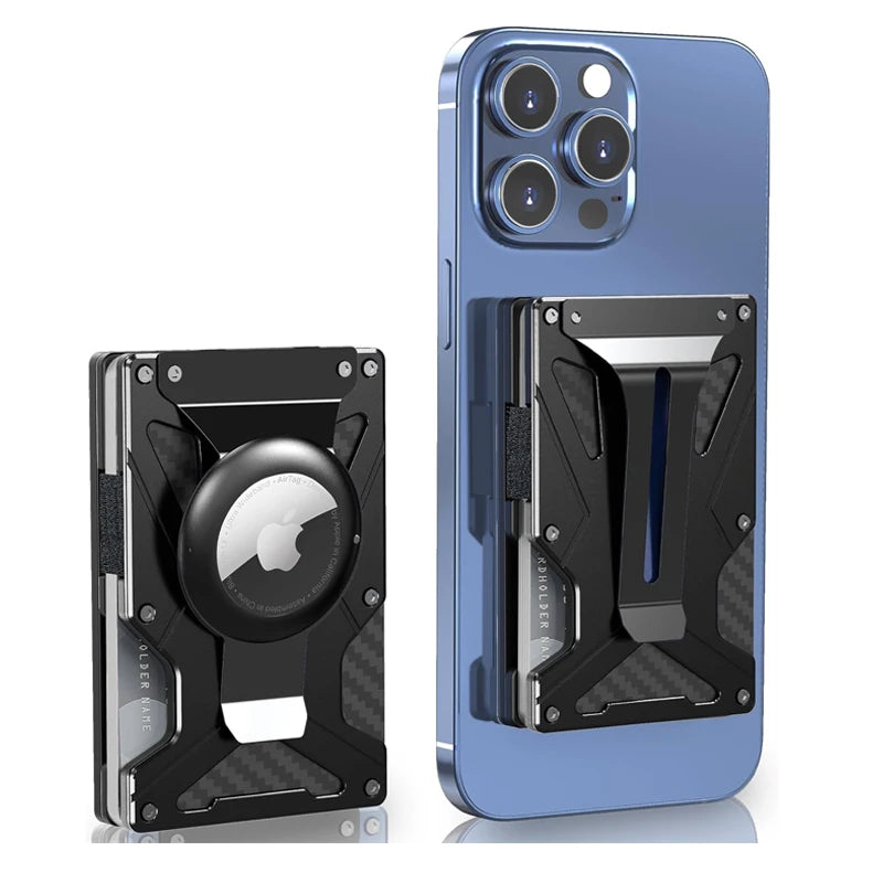 Zeeker 5-in-1 Minimalist Wallet with AirTag Slot & Money Clip Minimalist Wallet Richie's black
