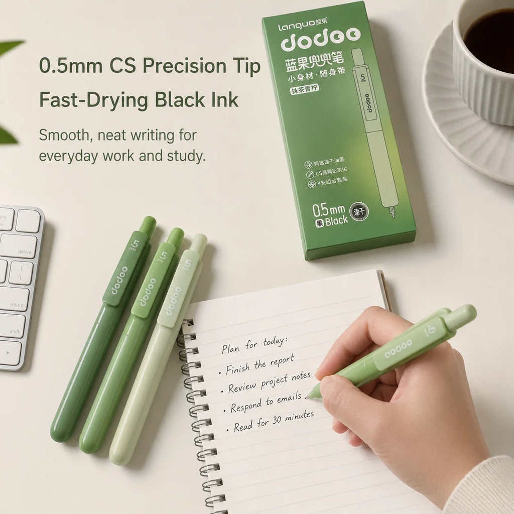 Matcha Green Mini Pocket Gel Pens 0.5mm Fine Point – Set of 4 Gel Pen Set Richie's black