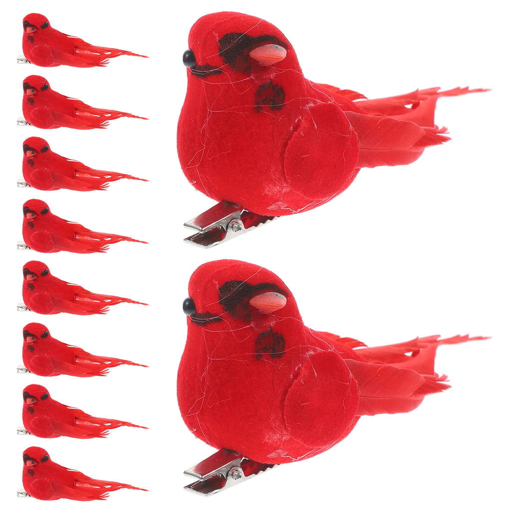 10Pcs Christmas Cardinal Red Bird Clip Ornaments – Xmas Decor Christmas Bird Ornaments Richie's