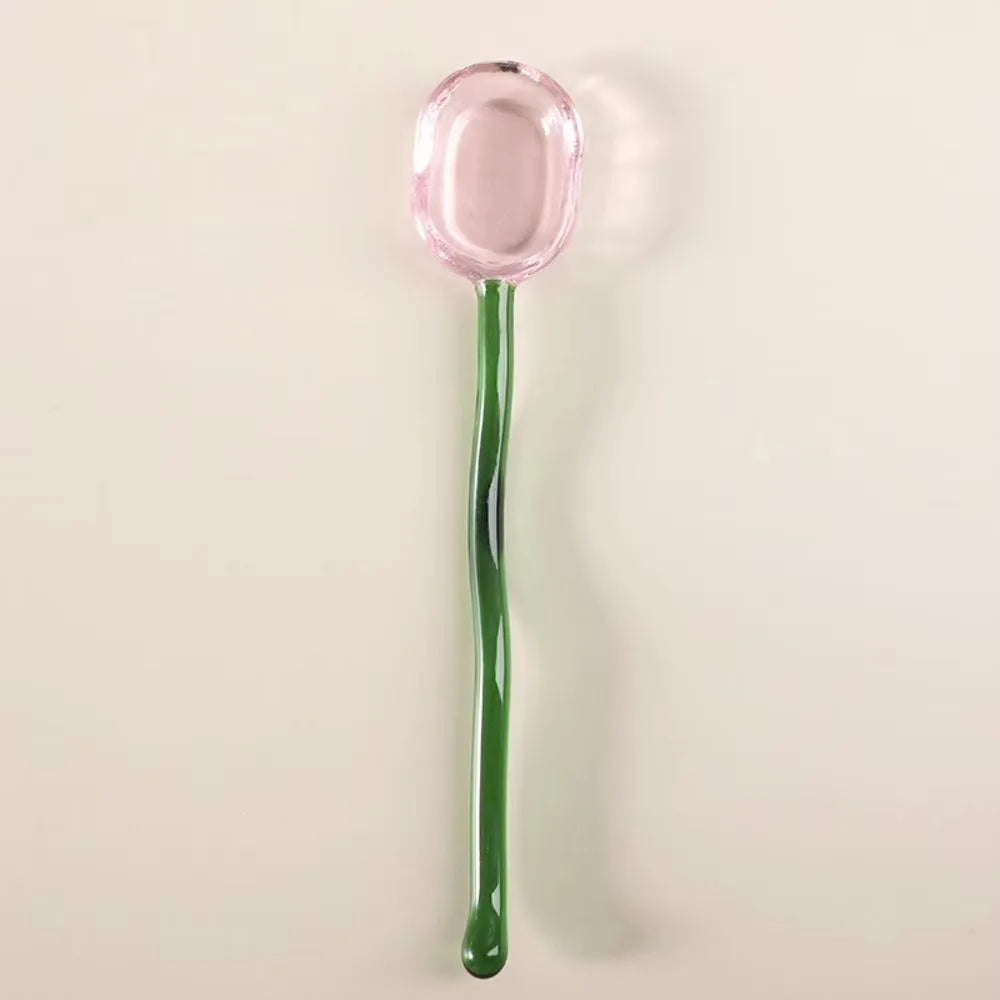 Glass Dessert Spoon – Heat-Resistant Long Handle Tea & Milk Spoon Glass Dessert Spoon Richie's