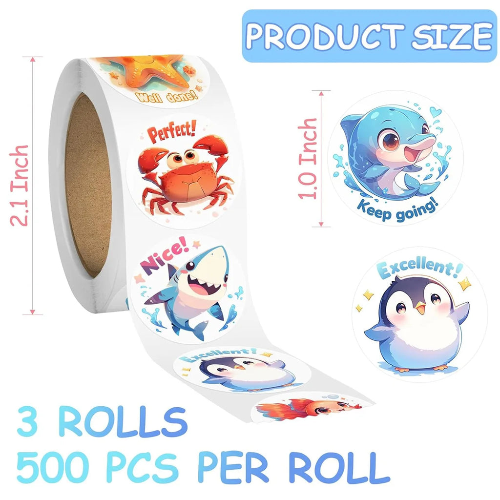 1500 Pcs Animal Stickers 3 Rolls 24 Designs – Craft & School Animal Sticker Set Richie's