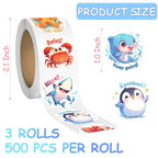 1500 Pcs Animal Stickers 3 Rolls 24 Designs – Craft & School Animal Sticker Set Richie's