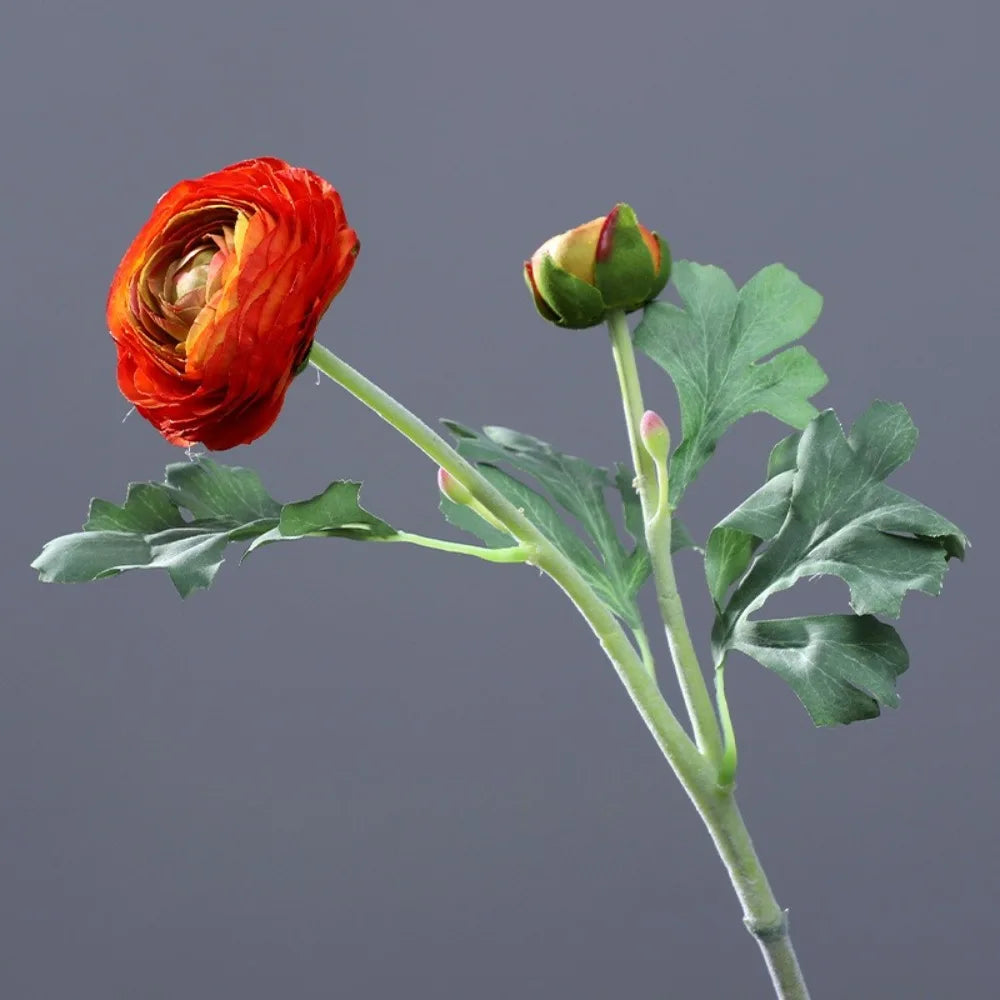 2-Head Artificial Silk Peony Flower Stem – Realistic Faux Bloom Artificial Silk Flower Richie's Orange