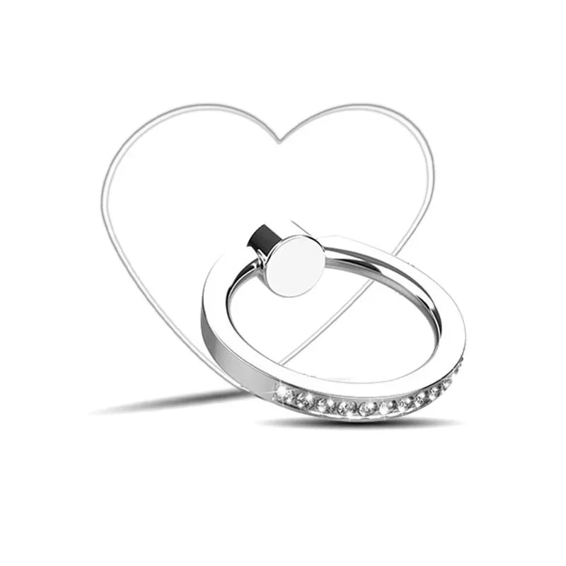 Transparent Diamond Ring Phone Holder – Rotatable Finger Grip Phone Ring Holder Richie's heart