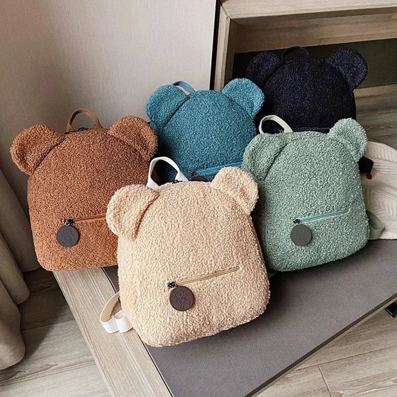 Bear Ear Fleece Backpack for Kids Girls – Cute Plush Daypack Kids Plush Backpack Richie's