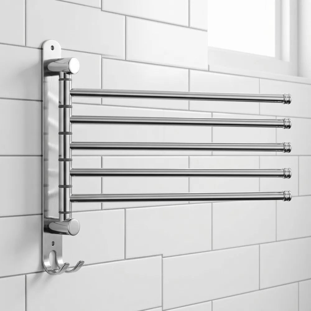 Stainless Steel Swivel Towel Rack – Wall Mounted Double Bar Swivel Towel Rack Richie's