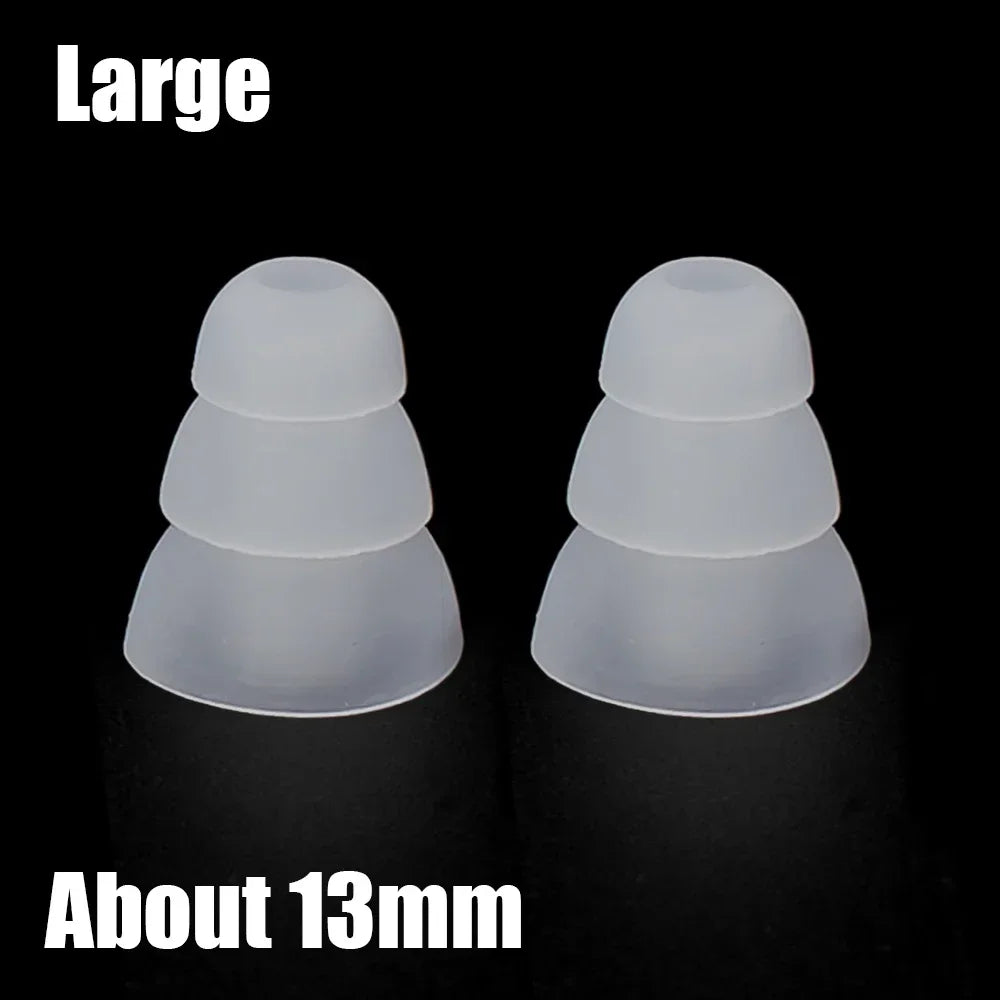 3-Layer Silicone Eartips S/M/L – Anti-Slip Earphone Replacement Caps Earphone Eartips Richie's Large 1 Pair