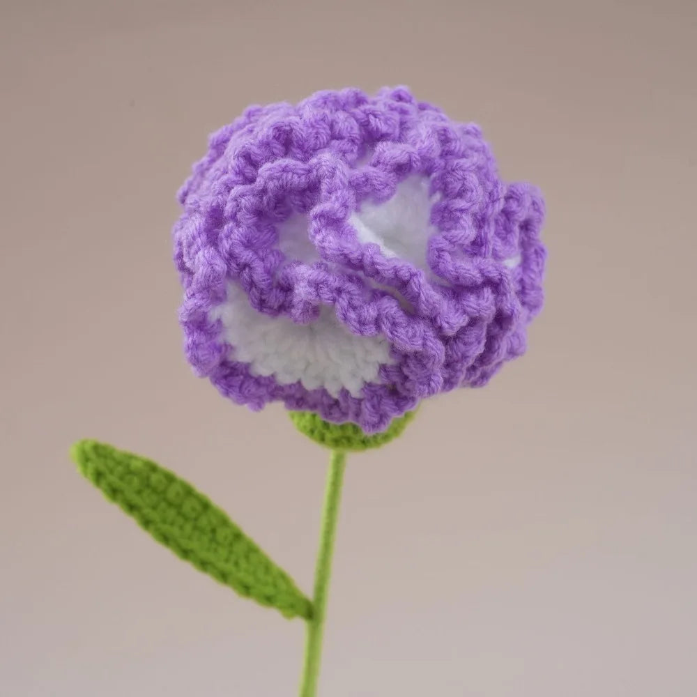 Handmade Crochet Carnation Bouquet – Colorful Knit Wool Flowers Crochet Flower Bouquet Richie's Gradient Purple