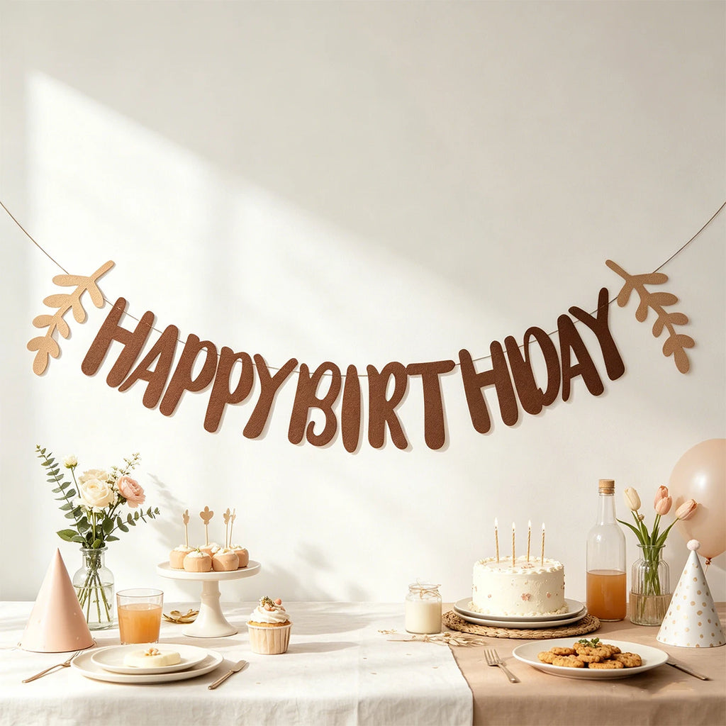 Forest Leaf Letter Banner – Boho Birthday Party Decoration Party Banner Decoration Richie's Default Title