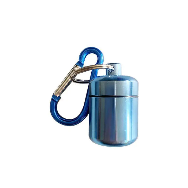 Waterproof Mini Pill Box Keychain – Aluminum Sealed Container Keychain Pill Box Richie's Light blue