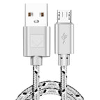 FUCHU 2m Nylon Braided Micro USB Fast Charging Cable – Multi-Color Micro USB Cable Richie's White 2m