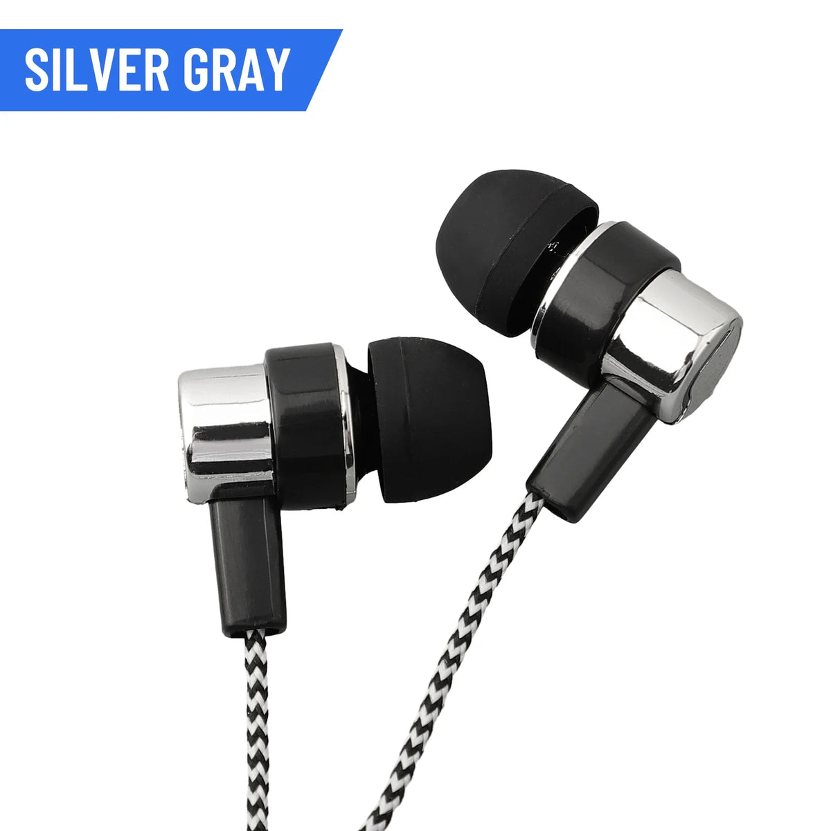 FUCHU Wired In-Ear Earbuds 3.5mm Bass Stereo Earphones Wired In-Ear Earbuds Richie's Silver gray
